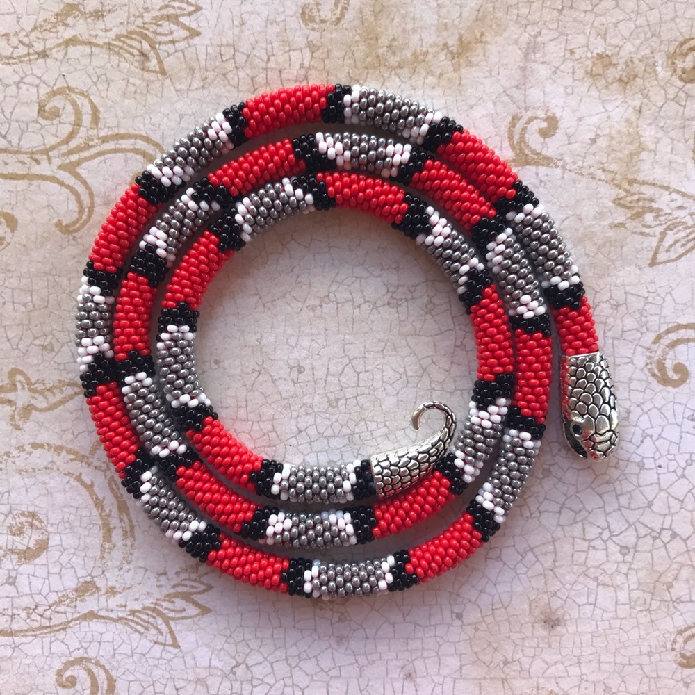 Red Snake Necklace Layered Bracelet Halloween